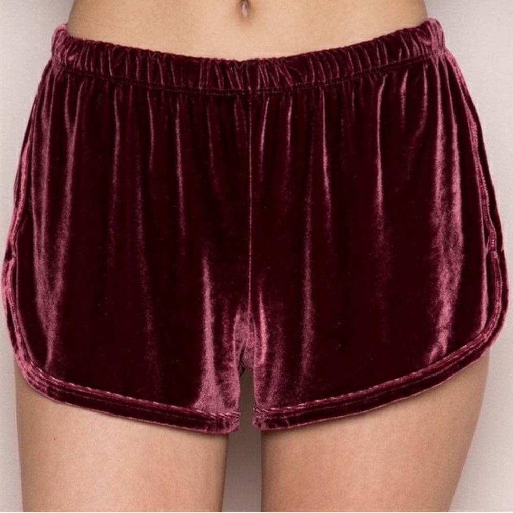 Burgundy velvet Brandy Melville shorts